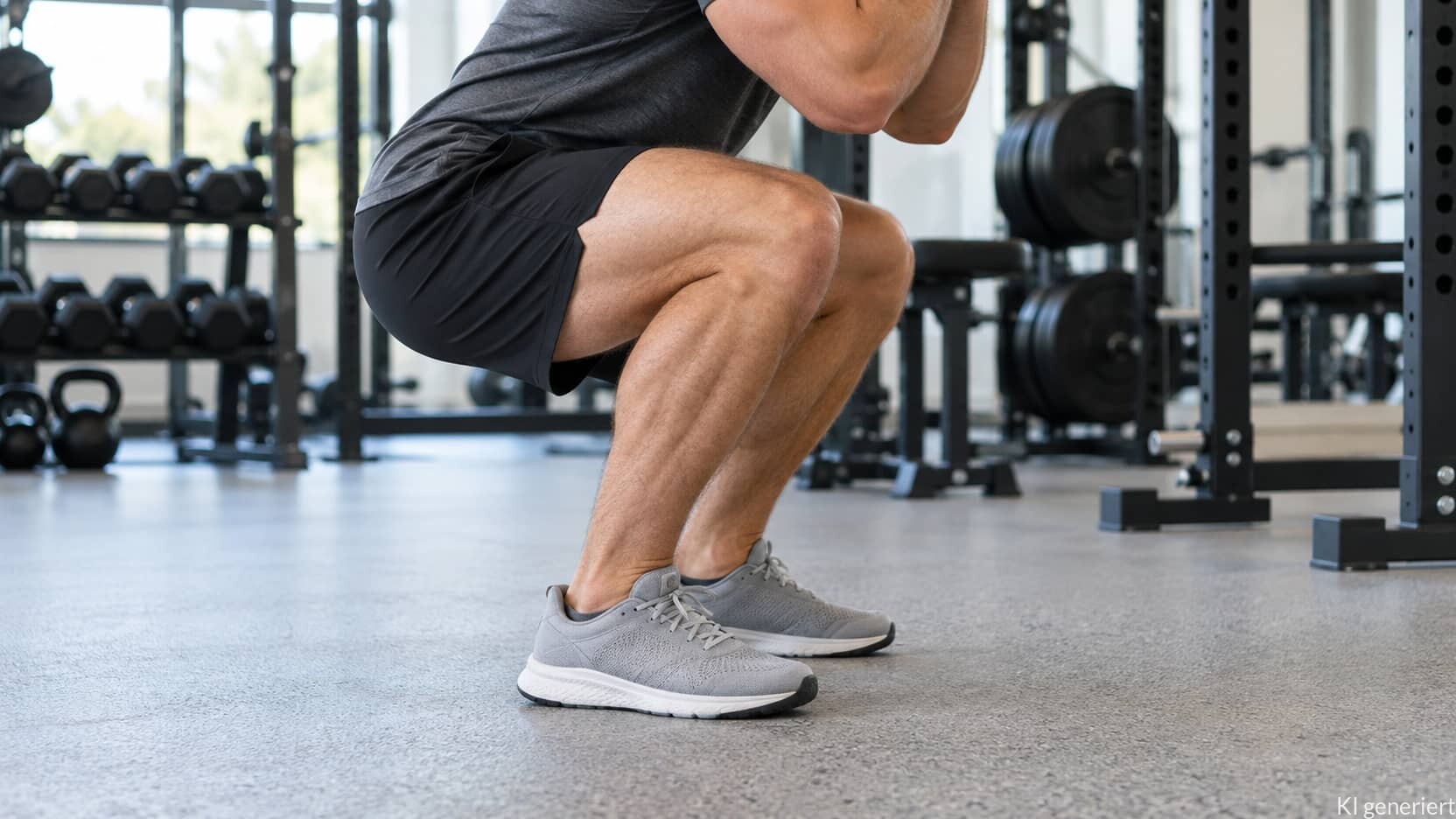 Kniebeuge im Fitnessstudio