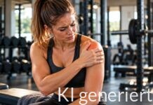 Schulterschmerzen beim Training: Ursachen und was wirklich hilft Sportlerin hält sich nach dem Krafttraining die schmerzende Schulter im Fitnessstudio