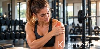 Schulterschmerzen beim Training: Ursachen und was wirklich hilft Sportlerin hält sich nach dem Krafttraining die schmerzende Schulter im Fitnessstudio